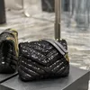 2023 Party Clutch Handbags New Style Black Bead Bag Bag Bag Evening Bag Formance Flip Counter Gold Buckle Facs Shine WO3064