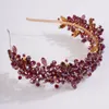 Wedding Hair Jewelry Handmade Bride Luxury Wine Red s Tiaras and Crowns Bridal Headband Costume Accessories for Women 230224