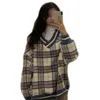 Dames hoodies sweatshirts oversized hoodie plaid print pullovers vneck lange mouw top vrouwen losse Koreaanse mode kleding Harajuku 230224