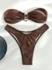 Women's Swimwear Sexy Bikini Women Biquini Bandeau Set Beach Outing String s Thong Swimsuit Swiming Suits Beachwear 230224