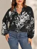 Women's Plus Size T-Shirt Finjani Plus Size Women's Blouses Floral Print Lantern Sleeve Top For Women Fashion 230224