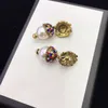 2023 frauen Vintage Ohrringe Perle Diamant Lion Kopf Charme Anhänger Baumeln Ohrring Hohe Qualität Kupfer Eardrop Für Weibliche Dame Luxus296o