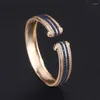 Bangle Fashion 4 Row Colorful Zircon Open Cuff Copper Gold Gold Luxury Square Crystal for Women Party Jewelry