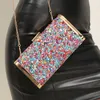 2022 Full Side Colorful Stone Evening Bags Fashion Sequins Wedding Wallets Mini Party Banquet Bags With Chain Drop Shipping 230224