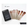 Makeup Brushes Designer 12 PCS Powder Brush Gold Metal Box Professional Make Up Tools Drop Delivery Health Beauty Accessories Dhiba