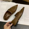 Klänningskor Suojialun 2023 Spring Pointed Toe Woman Flat Heel Slip On Ladies Casual Loafers Oxford Zapatillas Mujer 230224