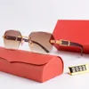 Luxury BRAND Fashion Carter Gradient lens square Sunglasses woMen rimless Vintage Brand Design Sun Glasses Oculos rimless wood grain