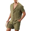 Men's Tracksuits China loose cotton linen two-piece short-sleeved men's summer suit Z0224