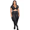 2023 Designer Sommer Outfits Frauen Trainingsanzüge Zweiteiler Kurzarm V-Ausschnitt Criss-Cross Crop Top und Quasten Hosen Sweatsuits Lässige Sportanzüge 9341