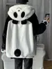 Masculino de desenho animado panda casaco de casaco de casaco de casaco de casca de casca de parques de parques reversíveis de capuz