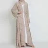 エスニック服ドバイアバヤラマダン2023新しい春イスラム教徒の着物屋オープンアバヤビーズマードドレスパーティーローブ女性のためのイスラム服