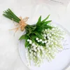 Decorative Flowers 6pcs/lot Artificial White Campanula Plastic Flores Wreath Home Garden Wedding Party Indoor Outdoor Decoration