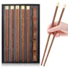 Chopsticks hoogwaardige premium houten cadeau -doos verpakking huishouden cilindrisch natuurlijk wenge servies set 230224