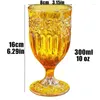 Wijnglazen Amber Goblet Beverage Water Juice Cups Glass Relief Goblet Vintage geperste patroon Wedding 10oz