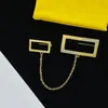 Main Patchwork Color Rectangle Brooches Slender Link Chain Connected Pins Women Party Delicate Jewelry