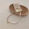 Chaînes Propre Design Luxe Demi-Chaîne De Mode Élégante Avec Collier De Perles Baroques D'eau Douce Naturelles Haf