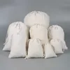 100 pcs Drawable Lin Coton Sac Cadeau De Mariage Sacs Pochettes Au Détail Cordon Poche Bijoux Emballage De Noël Décor