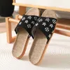 Slippers 2023 New Flax For Women Men Summer Casual Flat Slides Female Open Toe Sandals Non-Slip Home Shoes Indoor Flip Flops Y2302