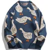 Magliette da uomo LACIBLE Harajuku Cute Duck Pattern Maglione lavorato a maglia Autunno Inverno Casual Cotton Pullover Uomo Donna Streetwear Top 230223