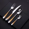 Dinnerware Sets Gold-Plated Steak Knife And Fork 304 Stainless Steel Western Spoon Four-Piece Set Household Tableware Full