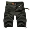 Shorts masculinos de verão masculino de bolso multi -bolso de bolso militar masculino algodão cáqui