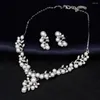 Chaînes exquises collier de mariée de mariage boucles d'oreilles ensemble de bijoux charme dames imitation perle accessoire cadeaux romantiques