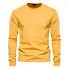 Mäns T-skjortor 2023 Spring Men's Long Sleeve T-shirts Bomull Casual Workwear Tee Tops Solid Color Pullovers Male