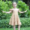 Robes d'été pour filles, tenue d'été pour bébés filles, manches, volants solides, sans manches, en lin et coton, robe de soirée trapèze