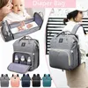 Backpack de bolsas de fraldas com troca de cama Berço de berço Berço Bassinet Moda Mãe Organizador de ombro Acessório de viagem