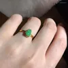 Cluster Rings Women's Ring 18K Gold Natural Green Jade Stone Luxury Wedding Gourd Female With Certificate