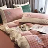 Bedding Sets 4pcs Simple Style 1.8m Bed Home Textile Luxury Milk Velvet Set Winter Thick Double-sided Coral Warm Linen 2.0