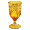 Wijnglazen Amber Goblet Beverage Water Juice Cups Glass Relief Goblet Vintage geperste patroon Wedding 10oz