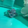 Дизайнерский роскошный серебряный кольцо овальный кусок 3CT Diamond Cz Cringed Crings для женщин Bridal Bijoux6438473