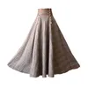 Gonne French Chic Vintage a vita alta con bottoni sul retro Gonna con corsetto allacciato Donna Autunno Inverno Spessore A-Line Maxi gonne di lana 230223