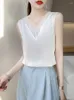 Women's Tanks Summer Silk Camisole Women's V-Neck Mesh Gauze Foreign Style Bottoming Loose All-Match Outer Wear Tops