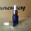 Storage Bottles 10ml Clear/Blue/Green/Brown Frosted Glass Essential Oil Bottle With Aluminum Shiny Silver Ring White/Black Rubber Cap.