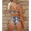 Kvinnors badkläder Bikini Sexig Push Up High midja baddräkt Kvinnor Leopard Snakeskin Print S Set Bathing Suit Beach Female 230224