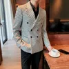 Мужские костюмы Blazers Men Blazer Slim Fit 2023 Британский стиль мужской пиджак клетчат