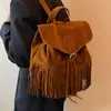 Sacs d'école Vintage gommage en cuir glands femmes sacs à dos adolescentes cartables femme épaule voyage loisirs sac à dos Mochila