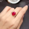 مع الحجارة الجانبية جزيئات كبيرة من البورمية الوردي الطبيعي Ruby Ring الرفاه الأصلي 925 الاسترليني الفضة الحمل المجوهرات الزفاف 230223