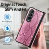 Coques de téléphone antichoc pour Samsung Galaxy Z Fold 4/3 Snakeskin Pattern PU Housse de protection en cuir