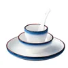 Ciotole 4 Pz/lotto Ciotola In Ceramica Tazza Piatto Cucchiaio Set El Stoviglie Tazza Da Tè Casa Riso Da Dessert Piattino Porcellana Da Tavola Contenitore