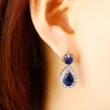 Dangle Earrings الثريا بالجملة الزرقاء الزرقاء إسقاط طويل الزركونيا Zirconia Eling