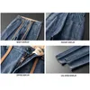 Men's Jeans Brand Fashion Men Autumn Winter Heavyweight Warm Denim Pants Solid Color Mid Straight Ankle-Length Baggy JeansMen's