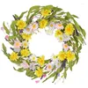 Decorative Flowers Daisy Wreath 17" Artificial Spring Summer For Front Door Wall Window Home Wedding Festival Celebration Dropship