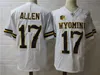 Thr NCAA College Wyoming Football Jersey Peasley Josh Allen Bertagnole Easton Gibbs Joshua Cobbs John Hoyland Cole Godbout Joey Braasch Xazavian Valladay Maillots