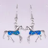 Boucles d'oreilles pendantes KONGMOON cheval poney océan bleu opale de feu argent plaqué bijoux pour femmes goutte