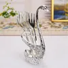 Dinnerware Sets Swan Holder Fruit Forks Spoons Set Zinc Alloy Salad Dessert Coffee Spoon Cake Tableware Wedding Party Kitchen Decoration