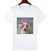 Camisetas para mujer Ropa de mujer Flor Floral Manga corta coreana Camisa de verano para mujer Top gráfico Camisetas para mujer Camiseta para mujer