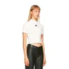 Half Hoge Hals T-shirt Met Korte Mouwen Dames Lente Herfst Brief Borduren Basic Top Effen Kleur Slanke Tees Mujer